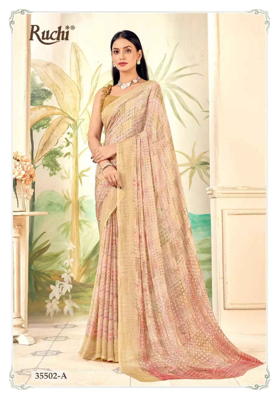Aahana Vol 5 By Ruchi Silver Chiffon Daily Wear Surat Sarees Wholesale Market
